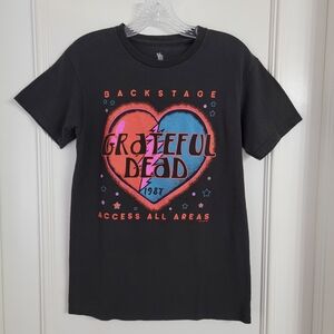 Junk Food Clothing Grateful Dead Black Graphic T-shirt Heart Print Tee. Sz- XS
